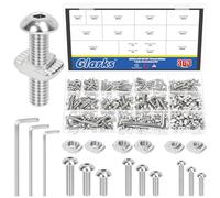 Glarks 1Sets M3/M4/M5 in acciaio al carbonio testa a vite e scorrevole T-Nut Kit, include 180pcs Hex Socket Cap viti bulloni, 180pcs T-Slot Nut