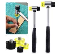 Glarks 2 martelli morbidi a doppia faccia da 25 mm/35 mm con kit di 4 teste di ricambio, martello a doppia testa in plastica e gomma per lavori artigianali in pelle, orologi, gioielli, installazione