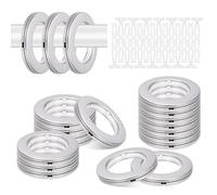 Glarks 20 set di occhielli per tende da 42 mm, in plastica con rondelle a scatto, anelli scorrevoli silenziosi, per tende fai da te, tela, artigianato in pelle (argento)