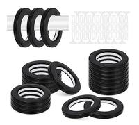 Glarks 20 set di occhielli per tende da 42 mm, in plastica con rondelle facili da premere a scatto, anello scorrevole a basso rumore, per tende fai da te, tela, artigianato in pelle (nero)