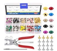 Glarks 200 Set Rivetti in Pelle Kit 7mm Doppio Cap Rotondo Rivetti in Pelle 10 Colori Caps Rivetti in Pelle, Studs in Metallo con 3Pcs Set Strumento di Impostazione Kit per Riparazioni Artigianali