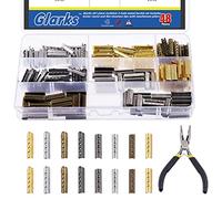 Glarks 201 pezzi 4 x 20 mm 4 fori in metallo Aglet Set tra cui punte rotonde e piatte in 7 colori con pinze ad ago per lacci delle scarpe, testa con cappuccio, pantaloni da spiaggia, riparazione fai