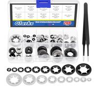 Glarks 209 rondelle di bloccaggio a stella in acciaio da 65 Mn e rondelle a sgancio rapido in acciaio inox 304, 9 misure, premere su dischi di bloccaggio con pinzette