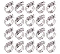 Glarks 20Pcs 304 Acciaio Inox Regolabile 14-27MM Gamma Worm Gear Hose Morsetti Assortimento Kit, Morsetto della Linea del Carburante