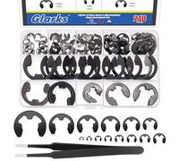 Glarks 211 pezzi 65MN-Steel E-Clips Anelli di fissaggio Assortimento Set 14 misure E-Ring Anelli di sicurezza Anelli di tenuta esterni trattati termicamente Clip E-Clips Anelli di fissaggio Anelli di