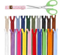 Glarks 22 cerniere invisibili in nylon da 40 cm, 20 colori, cerniere nascoste colorate, cerniere nascoste per artigianato, cerniere invisibili, in nylon, con strumenti per cucito artigianale