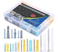 Glarks 220 tasselli in plastica autoperforanti per cartongesso, tasselli a coste per pareti cave, kit assortito per cartongesso, mensole a parete cava o tende