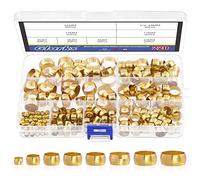 Glarks 220pcs Kit di Montaggio a Compressione in Ottone - 8 Misure Manicotti e Puntali (4/6/8/10/12/13/14/16 mm)