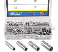 Glarks 220PCS non isolati connettori assortimento kit, 22 - 16/16 - 14/14 - 12/12 - 10 AWG gauge Seamless Uninsulated Wire Ferrule cavo elettrico crimpare terminale kit per elettrico Splice DIY
