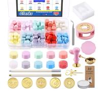 Glarks 225Pcs Wax Seal Stamp Kit, Wax Letter Seal Set con Colorful Wax Seal Beads, Wax Seal Spoon, Orso a forma di cera Seal Mold, Candele