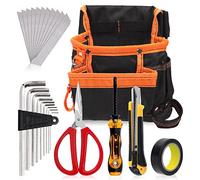 Glarks 24 sacchetti multifunzione per attrezzi da cintura con kit di strumenti per elettricisti tra cui forbici, cacciavite, coltello artigianale, lame di ricambio, nastro isolante per costruzioni da