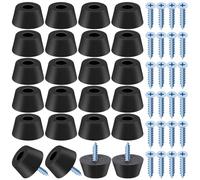 Glarks 24 Set di Protezioni per Pavimento Nero - Piedini in Gomma Antiscivolo Compresi 24 Piedini in Gomma Antiscivolo e 25 Viti in Acciaio Inox