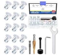 Glarks 25 pz M6 Jack Dado e Strumento di Installazione Kit Jacknut Screw Anchor Inserto filettato Petal Nut Expansion Nut per Plastica Polywood Pressboard Hardboard