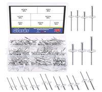 Glarks 260 rivetti ciechi in alluminio con flangia grande, 7 misure, set assortito per giunzione di tubi in metallo