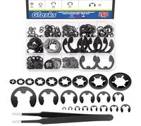 Glarks 261 rondelle interne in acciaio da 65 Mn a forma di stella e anelli di retaining a clip elettronica, il kit include 100 pezzi, 9 misure di pressione su dischi di bloccaggio e 160 pezzi, 14