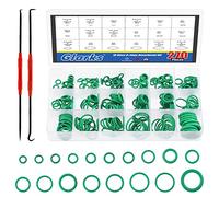 Glarks 270 pezzi di 18 misure di gomma verde O-Ring con 2 pezzi Mini Specialty Precision Pick and Hook Assortment Kit per riparazione auto veicolo aria condizionata compressore guarnizioni