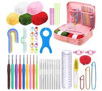 Glarks 29 kit Crochet Hooks, Yarn Needles, Stitch Markers, Large-Eye Blunt Aghi con kit di assortamento della custodia (53)
