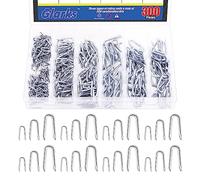 Glarks 300 Pezzi 3 Misure Set di Graffette per Recinzione in Filo Zincato Resistente, Chiodi a Forma di U per Recinzioni Tessute e Reti Metalliche
