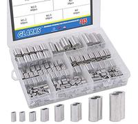 Glarks 315 pezzi 8 misure in alluminio per crimpatura manicotti a doppio barilotto per fune metallica e kit assortimento di terminali - M1.2-M6