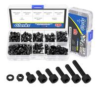 Glarks 330pcs M4 nero Nylon Hexagon Socket Vite, 6/8/10/12/15/20mm Nylon Allen Head Socket Drive Vite con dadi e rondelle