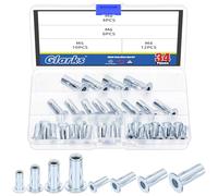 Glarks 34 pz M4 M5 M6 M8 Multi-Grip Rivet Dadi Set Bianco Zincato Acciaio al Carbonio Testa Piatta Rivnut Pre Bulb Shank Inserto filettato Rivet Dadi per Costruzione Industriale