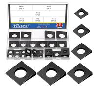 Glarks 34 rondelle quadrate smussate da 5/16" 13/32" 15/32" 5/8" 23/32" 25/32", rondelle a cuneo zincate, guarnizioni quadrate oblique resistenti per livellamento dello spessore (nero)