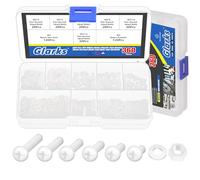 Glarks 360 pezzi M3 x 4/5 / 6/8 / 10 / 12 mm nylon croce vite dado rondella Kit, bianco nylon crosshead vite macchina per varie applicazioni di fissaggio industriale