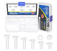 Glarks 360 pezzi M3 x 5/6/8/10/12/15 mm nylon Phillips Countersunk testa bullone macchina vite, vite a croce bianca a testa piatta per macchina viti