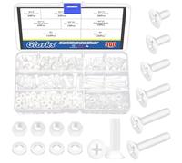 Glarks 360 pezzi M5 x 8/10/12/15/20/25 mm nylon Phillips Countersunk testa bullone macchina vite, vite a croce bianca a testa piatta per macchina viti