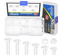 Glarks 360 viti a testa piatta in nylon, M4 x 6/8/10/12/15/20 mm, viti a testa piatta Phillips in nylon, viti a testa piatta