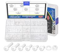 Glarks 360 viti in nylon Phillips Pan Head M5 x 6/8/10/12/15/20 mm, kit di fissaggio per dado, in nylon bianco, Phillips a croce, testa tonda