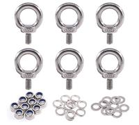 Glarks 36Pcs 304 Acciaio Inox M8 Filettatura Maschio Macchinari Spalla Sollevamento Anello Bullone Occhio con Dadi Di Blocco/Rondelle Di Blocco/Rondelle Piatte Set