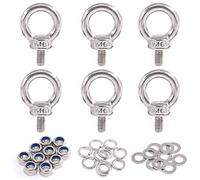 Glarks 36pcs 304 anello in acciaio INOX M6 filettatura maschio macchinari spalla sollevamento Eye Bolt con dadi di bloccaggio/con rondelle/piatto rondelle set