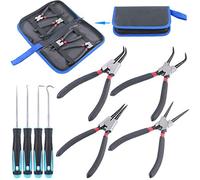 Glarks 4 pezzi 17,8 cm pinze per anelli elastici interne/esterne con set di 4 ganci di precisione per rimuovere anelli e rimuovere tubi, guarnizioni