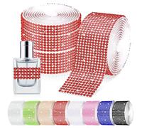 Glarks 4 rotoli di nastro autoadesivo con strass di cristallo, 364 cm, 4/6/8/12 file di strass rossi, nastro adesivo per decorazione auto, fai da te, artigianato