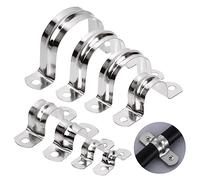 Glarks 50 morsetti M8 in acciaio inox 304, a 2 fori, resistenti, rigidi, con staffa a U, morsetto per cavi, clip per tubo di fissaggio (25 mm)