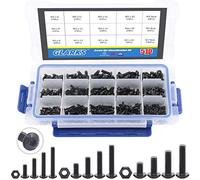 Glarks 510 viti M3 M4 M5 in lega di acciaio con testa a bottone, kit assortito con dadi, finitura in ossido nero (testa a bottone)
