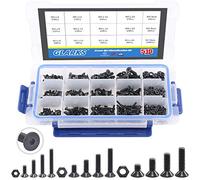 Glarks 510PCS metrica m3 M4 M5 in lega di acciaio socket Cap viti a testa esagonale dadi assortimento kit - Finitura ossido nero