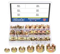 Glarks 60 pezzi M10 M12 M14 M16 M18 M20 Hexagon Slotted Nuts Assortment Kit, 6 misure in acciaio al carbonio Hex Castle Nuts for Car Moto Furniture Fasteners Repair