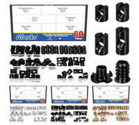 Glarks 60 pezzi M6 x 10/12/15/20 mm set di tasselli a croce con dado esagonale, include 40 pezzi di dado cilindrico, 10 pezzi di dado a croce M6x10 mm a 4 poli, 10 pezzi di dado esagonale M6x15 mm con