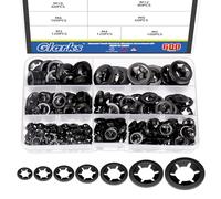 Glarks 600 pezzi Metric M3 M4 M5 M6 M8 M10 M12 65Mn Acciaio Nero Dente Interno Star Lock Rondelle Assortimento Kit Quick Speed Locking Rondelle Push on Locking