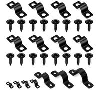 Glarks 75 morsetti per cinghia per tubi da 8 mm, in acciaio al carbonio nero, cinghia a 2 fori, resistente e rigida, staffa a U, morsetto per cavi, clip per tubo con vite per fissaggio cavi