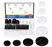 Glarks 76pcs 16mm 20mm 25mm 30mm Nero e Bianco Gomma Grommet Set, Doppio Sided Round Rubber Hole Plugs Chiuso Firewall Hole Plug Guarnizione di Gomma per Protezione Filo