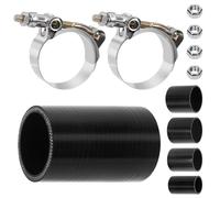 Glarks 7pcs Set di tubi in silicone con accoppiatore diritto Include 1pcs ID 2in 4-Ply ad alte prestazioni accoppiatore tubo in silicone 2pcs 2.2-2.5in T-Bolt Clamp 4pcs M6 dado esagonale