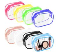 Glarks 8 x borse trasparenti per trucco, 14,5 x 10 x 6 cm, 8 colori, sacchetti da toilette trasparenti, tasche con cerniera in PVC, impermeabili, valigetta in plastica per il trucco, multicolore, 14.5