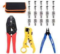 Glarks coassiale BNC crimpatrice professionale con RG59 connettore coassiale e rotondo/piatto UTP Cat5 CAT6 spelafili e cavi, per RG55 RG58 RG59 RG62 5 6 21 140 141 142