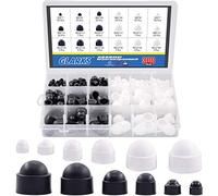 Glarks, coperture per viti, tappi per viti, assortimento, M4, M5, M6, M8, M10, M12, nylon, ghianda, cappucci protettivi per la protezione di viti esagonali, bulloni, nero e bianco, 300 pezzi