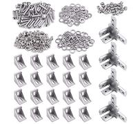 Glarks Il set di connettori per profili in alluminio serie 3030, 4 connettori per staffa angolare a 3 vie, bulloni a vite a testa cilindrica M5x20 bulloni e rondelle piatte