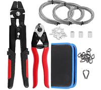 Glarks Kit assortimento di 165 pezzi per crimpare funi metalliche fino a 2,2 mm e tagliacavi e fune con ghiera in alluminio a doppio barilotto e ditali in acciaio inossidabile
