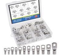 Glarks - Kit assortito da 105 pezzi per cavi della batteria, occhielli in rame stagnato, connettori ad anello SC con foro di spia